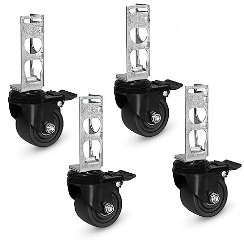 Iron Forge Tools Rolling Storage Rack Caster Wheels Heavy Duty - Set of 4 Locking Caster 3 Inch 1360 lb. Capacity for Boltless Self Locking Shelving Racks, Nylon and Steel Ball Bearing Wheels