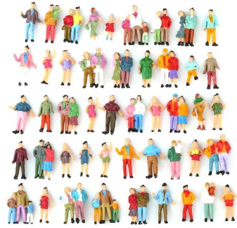 SPORTARC 100 Stück Personenfiguren im Maßstab 1:87, Modelleisenbahn, bemalte Figuren, Passagiere, Personen für Miniatur-Szenen, Landschaft