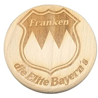 Lädla Juice Holzedeckel Biergartendeckel ich bin ein Fanke kein Bayer