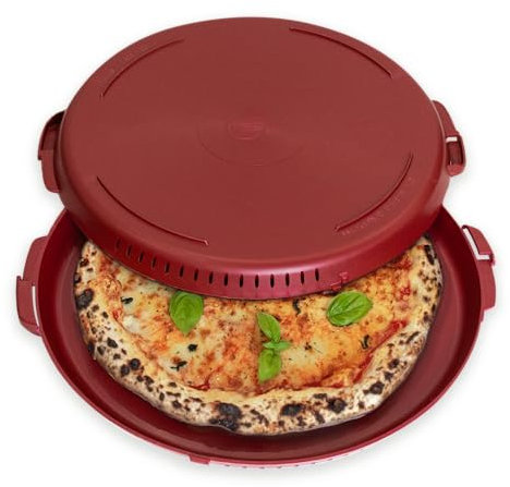 PIZZycle Pizzakarton Mehrweg Pizza Aufbewahrungsbox stapelbar - nachhaltig - wärmeisolierend - Pizzabox passend für Pizza bis 33x33 cm - Pizza Mehrwegverpackung - Pizza Box mit Deckel (Red Wine)