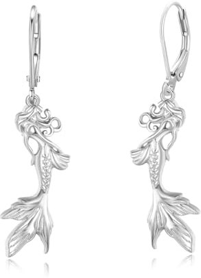 Mädchen Creolen 925 Sterling Silber Tier Meerjungfrau Ohrringe für Damen Kinder Kleine Creolen Kreis Ohrringe Tier Anhänger Schmuck für Tochter Kinder