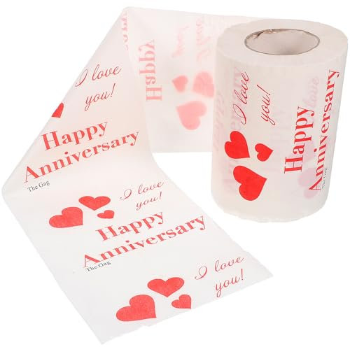 Healeved 1 Rolle Valentinstag-Toilettenpapier Romantisches Liebesherz bedrucktes Toilettenpapier Happy Anniversary Toilettenpapier für Hochzeit Valentinstag