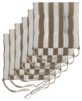 Il Tuo Artigiano Design Lot de 6 coussins pour chaises de jardin, fabriqués en Italie, coussins pour chaises de cuisine, 40 x 40 cm, rembourrages en éponge et acrylique doux (blanc et beige)