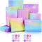 Geschenkpapier Geburtstag, 6 Bögen Regenbogen Farbverlauf Geburtstagspapier, Rosa und Lila Geschenkpapier Set mit Aufkleber für Geburtstag, Hochzeit, Babyparty,Valentinstag, 70 x 50 cm