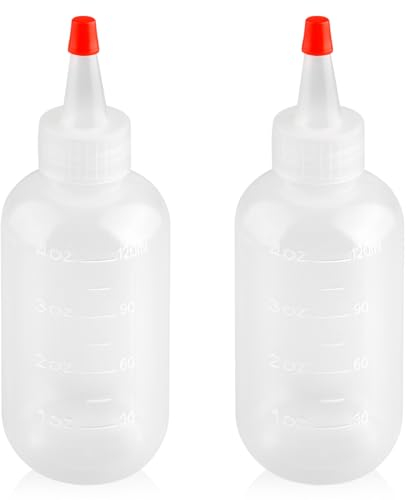 GLADFRESIT Squeezy Bottle with Nozzles, 2PCS 120ml Reusable Portable Squeezy Bottles for Washing up Liquid Shampoo Body Wash