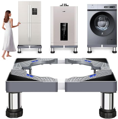 Support de machine à laver, réglable, en acier inoxydable, hauteur 17-20 cm, largeur réglable 40-60 cm, pour réfrigérateur, machine à laver, sèche-linge, congélateur