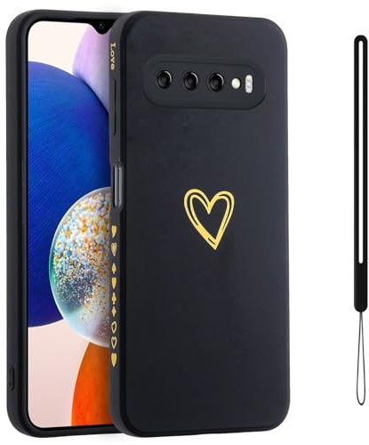 Jeelar ESONG Funda para Samsung Galaxy S10+ Plus,Carcasa Protectora con Colgar Cuerda/Bonito patrón de corazón de Amor,para niñas/Mujeres,Ultra Fina TPU Suave Silicona Prueba de Golpes Case Negro