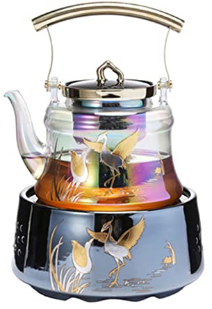 LYUXIANG Electric Kettle Glass Ceramic Stove Teapot Set,Kitchen Household Thickened Glass Largecapacity 900Ml 1500W,Touchcontrol Tea