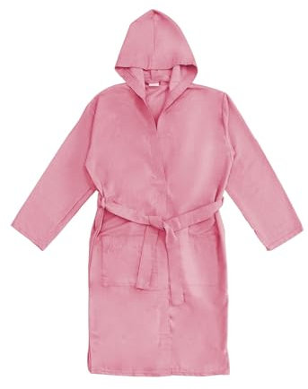 LARA MORADA - Accappatoio per Uomo - Donna in Morbida Microfibra, Tinta Unita, con Cappuccio, Unisex, Ideale per Mare, Piscina E Palestra Rosa M