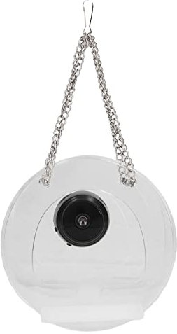 Smart Camera Bird Feeder Real Time Monitoring Hanging Bird Feeders for Outdoors Garden Clear Window Bird Feeder with Camera, (Round)