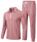 MoFiz Tuta Uomo Completa Casual Sportiva Tuta da jogging Manica Lunga 2 Pezzi 1/4 Cerniera Felpa e Pantaloni con Tasche Rosa Taglia US M/EU L