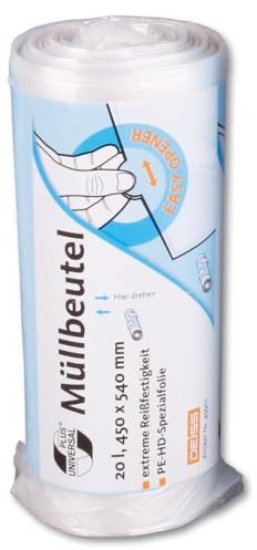 Müllbeutel Universal Plus, HDPE, Transparent, 450x540 mm, 20l, Easy Opener, 40 Rolle(n)