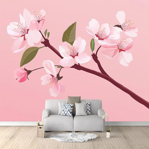 Fiore Di Pesco Rosa Carta da Parati Fotografica Rosa Design per Pareti Camera - Fotomurale Tessuto Non Tessuto Colla Non Inclusa 300x210 cm