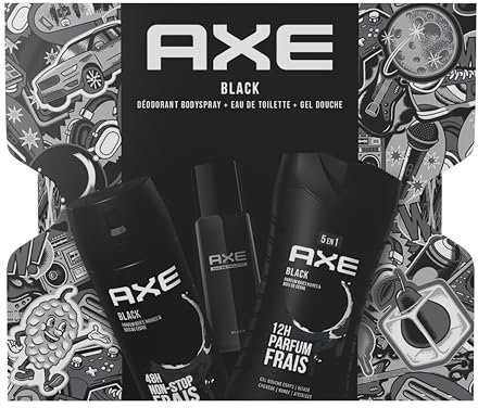 AXE - Coffret Black pour Homme - une eau de toilette de 100 ml, un déodorant de 200 ml et un gel douche de 250 ml - parfum masculin et frais aux notes de baies noires et de bois de cèdre - tenue 48H