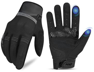 KUTOOK Motorradhandschuhe Sommer Herren Damen Warm Dünne Motorrad Handschuhe Schutz Atmungsaktiv Touchscreen Motorrad Fahrrad Downhill Moutainbike Dirtbike Radhandschuhe Fahrradhandschuhe Schwarz S