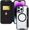 HAONANDE Magnetic Case for iPhone 14 PRO Compatible with MagSafe, PU Leather Flip Clear Phone Case with Card Holder, RFID Blocking, Shockproof Protective Transparent Cover Black