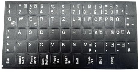 T-ProTek DEUTSCHE Tastaturaufkleber - schwarz MATT 58 Tasten 1,1 cm x 1,3 cm Selbstkleben kompatibel für Fujitsu Laptop Notebook