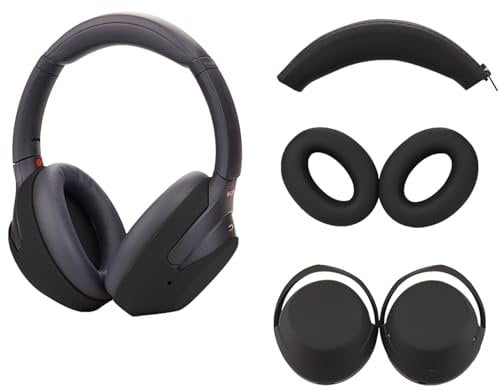 Aiivioll 3 Pieces Set for Sony WH-1000XM4 WH-1000XM7 Headphones, Ear Pad Covers, Earmuffs, Headband Pillowcases, Sweatproof Soft Silicone Headphone Accessories(Black)