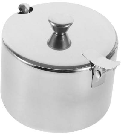 DECOMELODY Azucarero De Acero Inoxidable con Cuchara y Tapa Hermética para Especias y Almacenamiento De Azúcar Diseño Práctico y Compacto para Uso Casa Aire