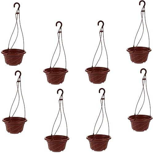 Milisten 8st Groß Körbe Hängende Töpfe Fenster Deck Künstlich Zimmerpflanze Container Aufhänger Erzogen Pflanzenständer Anlage Pavillon Kanten Außen Drinnen Hängender Pflanzer Plastik Brown