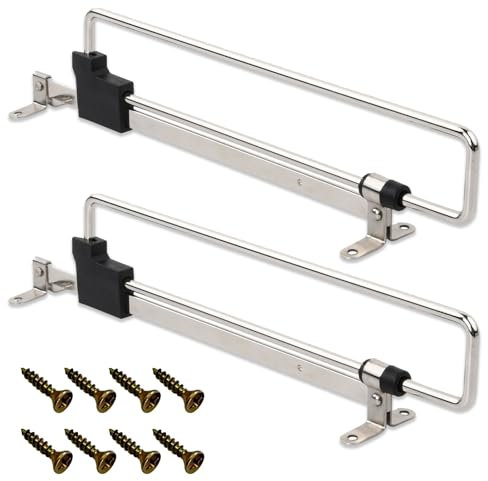 Ausziehbare Kleiderstange, 2 Stück Kleiderstange für den Schrank, 25CM Kleiderstange Schrank, Kleiderbügelauszug ausziehbar, Edelstahl Schrankstange, Teleskopschrankrohr, Mit Schrauben, Silber