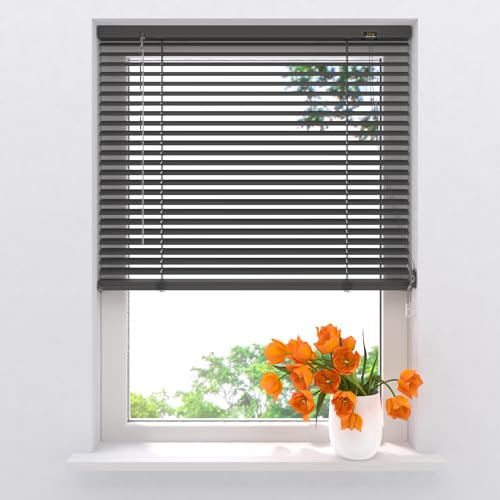 Radeco® Aluminium Jalousie 80 x 250 cm anthrazit 25mm lamellen, Größen von 40 bis 220 Breite, Fenster jalousien innen, lamellenrollo, Jalousie Aluminium, Jalousie 80 cm breit