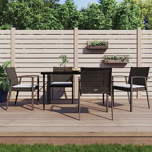 Fasba Garten Essgruppe 4 Personen 5-TLG., Gartenmöbel Set, Gartengarnitur Tisch 4 Stühle, Sitzgruppe, Gartenset, Poly Rattan Stahl
