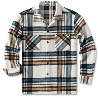 COOFANDY Flanellskjorta för män långärmad vardaglig rutig overshirt rutig jacka för män med fickor