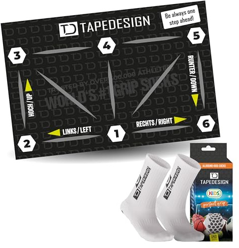 TAPEDESIGN – Fußball Trainingsmatte für Kids – Rutschfest & robust – Für Ballkontrolle, Technik & Indoor-Training – Inklusive Grip Socken Kinder – Geschenk für Jungen & Mädchen – Sportset Zuhause