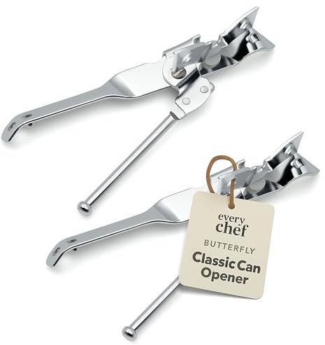 SOL 2pk Butterfly Classic Can Opener – Manual Tin Opener with Traditional Butterfly Design for Easy Opening – Durable Kitchen Tool for Tins, Cans & Food Prep, Compact & Easy to Use