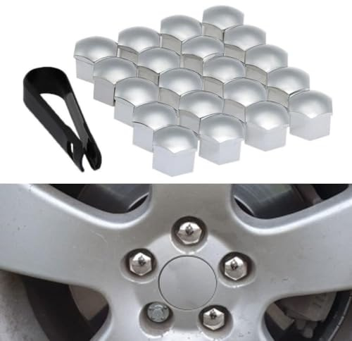 UioQrintan 20 PCS Wheel Nut Caps,for Dacia Duster III 2024 Hexagonal Tire Covers Dust Proof Durable Wheel Hex Nut Bolt Cap Cover Accessories,C/Silver-21mm