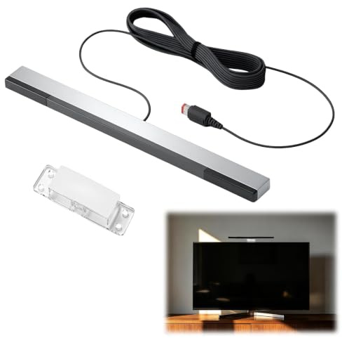 Wired Motion Sensor Bar Compatible with Nintendo Wii/Wii U Infrared Receiver Gaming Accessories Replacement with 6.6ft Long Cable & Clear Stand for Retro Gamers Reviving Classic Consoles