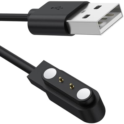 2 Pin 4mm Smart Watch Charger Magnetic for Reflex Active Radley Series 20 YAMAY SW022, Ticwatch GTX, AGPTEK LW11, Xiaomi Haylou RT LSO5S, Smartwatch Fast Charging Cable USB for Safe Stable Charging