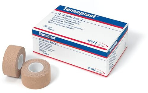 Tensoplast Elastic Adhesive Bandage, EAB Tape for Firm Compression, with Medium Support for Joints, Individually Boxed Roll, 2.5cm x 4.5m, Pack of 12, Multi