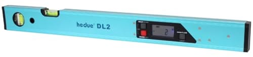 hedue® Digitale Wasserwaage DL2 - Wasserwaage 60 cm mit beleuchtetem LCD-Display, Neigungsmesser in Grad, Prozent, Millimeter/Meter oder Inch/Fuß