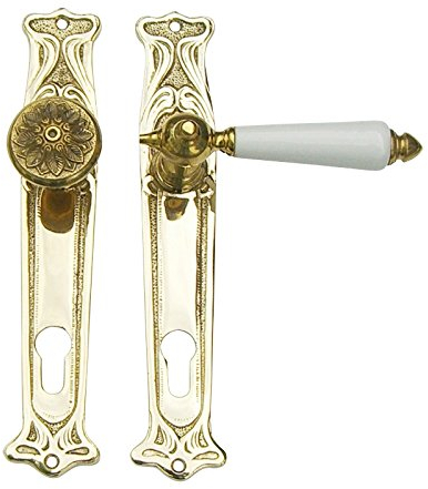 Wohnungstür Türbeschlag Jugendstil Messing poliert #13-3a-MW-72