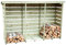 Charles Bentley FSC Certified, Triple Log Store, Garden, Wooden Log Store, Heavy Duty, Firewood Storage, Kindling, Treated Wood, Slatted Design, Slanted Roof, Raised Floor, Spruce (237x152x56cm)