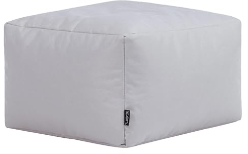 Bean Bag Bazaar Sitzsack Hocker, Grau, Indoor Outdoor Sitzsack mit Füllung, Bean Bag, Wasserabweisender Stoff, Pouf Fußhocker für Wohnzimmer, Schlafzimmer, Garten