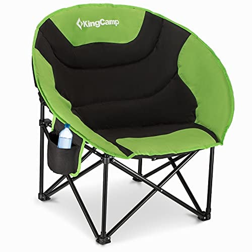 KingCamp Campingstuhl Faltbar Moonchair XXL Bequemer und Gepolstert max.205kg Belastung, Luxus Moonchair Campingstuhl Faltbarer mit Getränkehalter Hohe Rückenlehne für Garten Angeln Balkon Outdoor