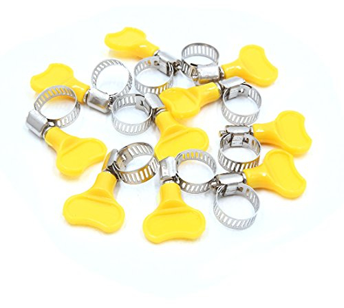 sourcing map 10pcs Collier de Serrage Tuyau Pince Clip Serre Joint Métal Réglable 10-16mm pour Voiture Tuyau Câble avec Plastique Poignée