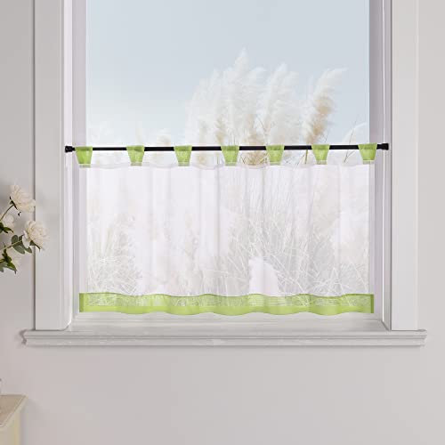 Yujiao Mao 1er-Pack Voile Scheibengardine mit Schlaufen HxB 30x120cm Grün