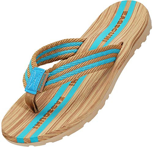 Tongs Femme Mode Sandal Chaussures de Plage Piscine, Bleu Mer, 36 EU