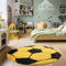 HomebyHome Runder Kinderteppich Hochflor Langflor Shaggy Fusball Design Kinderzimmer Babyzimmer Spielzimmer 30 mm Florhöhe Flauschig Weich Rund, Farbe:Gelb, Grösse:100 cm Rund