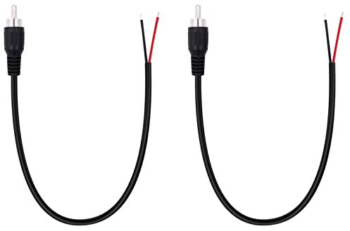 Fancasee 2 Pack Speaker Wire RCA Male Plug Jack Connector Adapter to Bare Wire Open End Pigtail Audio Video RCA Cable for Amplifier Receiver Speakers
