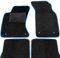 moto-MOLTICO Fußmatten Auto - Velours Autoteppiche passend für Audi A4 B9 A5 II Sportback - 4-teiliges Set - Schwarze Automatten mit Blauen Ziernähten