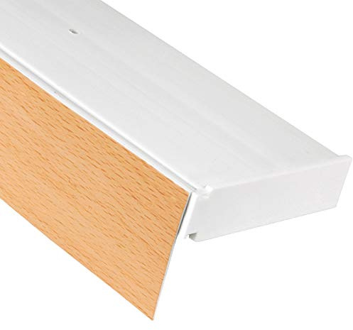 Bestlivings 1-Läufige Vorhangschiene mit Innenlauf aus Kunststoff in 450cm (1x90cm, 3x120cm), Kunststoff Blende BUCHE Optik, Gardinenschiene