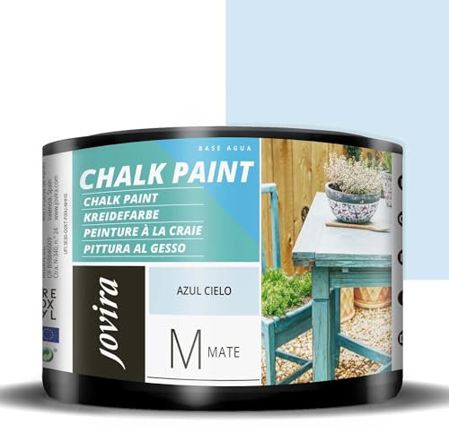 JOVIRA PINTURAS Pintura Tiza - Chalk Paint al Agua Mate. Renueva tus muebles con creatividad. (375 Mililitros, Azul Cielo) C-51B