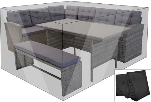 OUTFLEXX Premium Abdeckhaube für Garten-Essgruppen z.B. 20396, 220x200x70cm wasserbeständig, schwarz