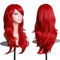 Colorfulpanda Qualitativ Hochwertige Cosplay Kostüm Rot Perücke Für Frauen,Lang Voll,Lockig Wellen Heiz resistent. Seitenscheitel Pony,Fashion Glamourös Haarteil mit kostenlosen Perücke Kappe,70cm