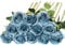 Floralsecret 12 pezzi, bouquet di rose artificiali in seta, fiori finti per decorazioni nuziali di casa, colore blu